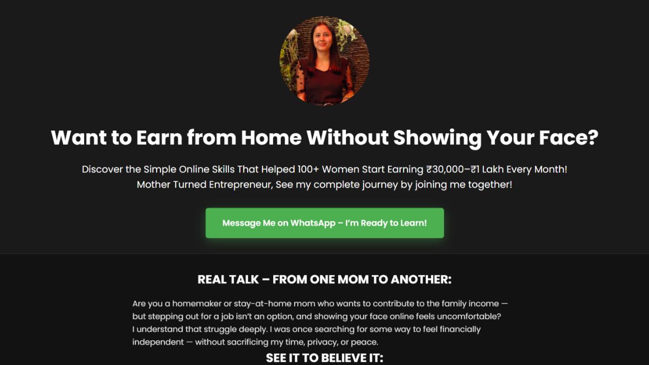 Earn With Manisha Landing Page